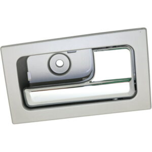 Interior Door Handle Compatible with 2009-2014 Ford F-150 Front, Passenger Side Extended Cab Pickup Silver bezel with chrome lever With power lock