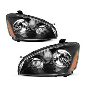 For 2005-2006 Nissan Altima Sedan 4Dr Black Headlights Assembly 05-06 Lamps Pair