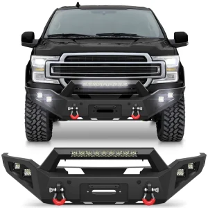Product Heading  POFENZE 2018–2020 Ford F-150 Front Bumper with Winch Plate, 144W LED Light Bar & Off-Road Lights
